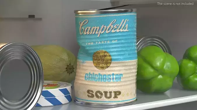 Crumpled Can Soup Campbells Chichester 3D model 2