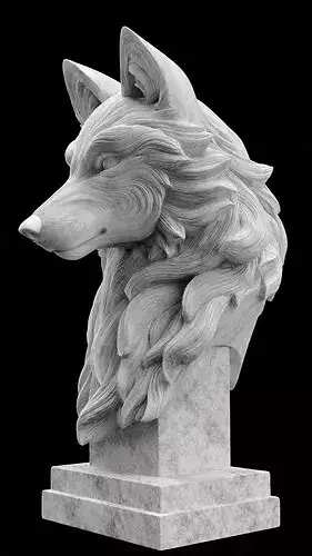 Wolf Head Bust 3D Print Model