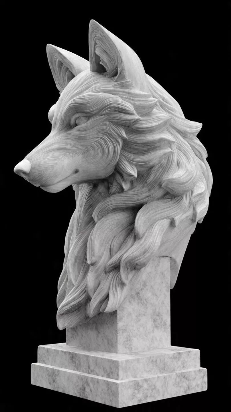 Wolf Head Bust 3D Print Model 3D print model