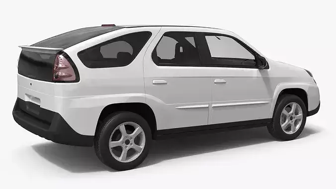 2000s Mid-Size Crossover SUV White Simplified 3D model 4
