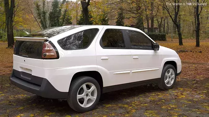 2000s Mid-Size Crossover SUV White Simplified 3D model 3