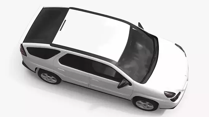 2000s Mid-Size Crossover SUV White Simplified 3D model 5