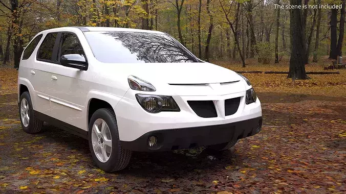 2000s Mid-Size Crossover SUV White Simplified 3D model 2
