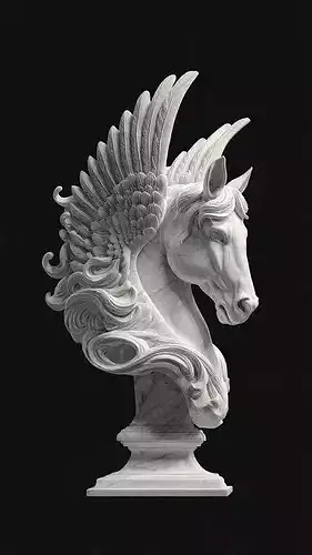 Pegasus Winged Horse Bust 3D Print Model