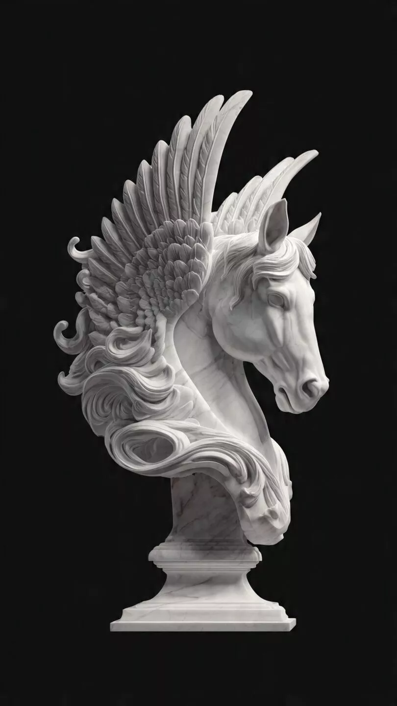 Pegasus Winged Horse Bust 3D Print Model 3D print model