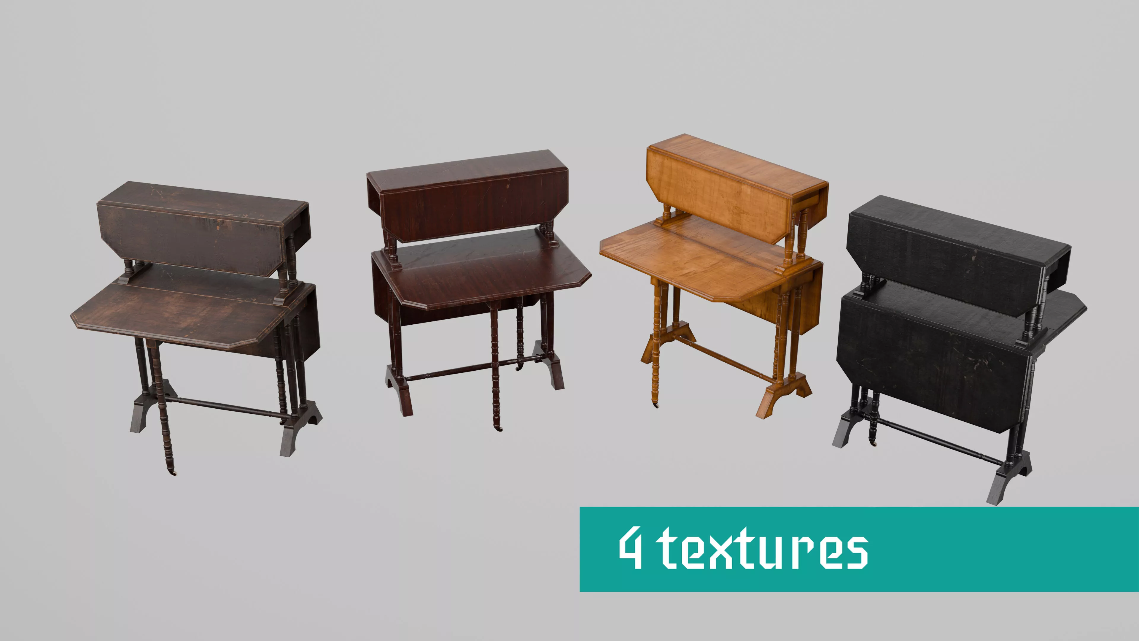 Victorian Gateleg Drop Leaf Table 4 Textures 3D model