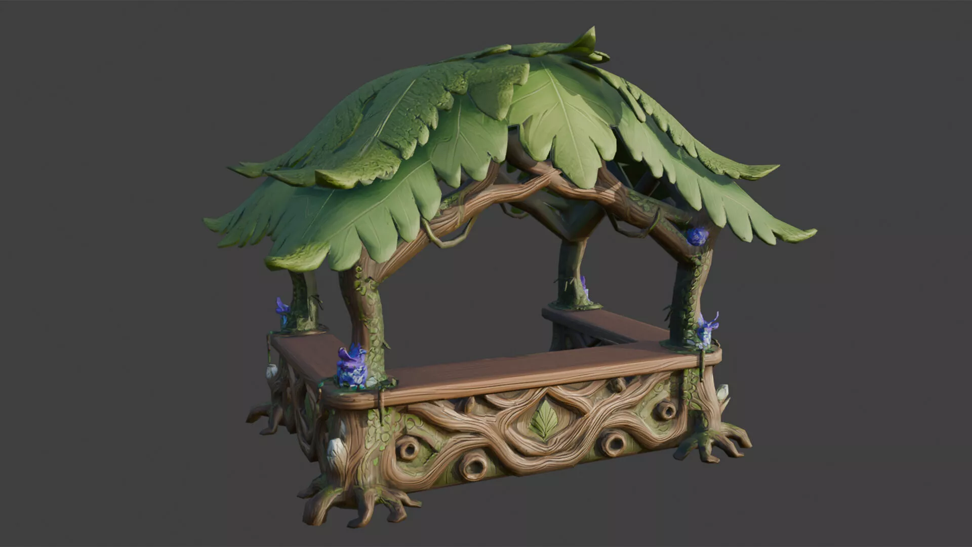 Cartoon Fantasy Forest Market Stall Low-poly 3D model