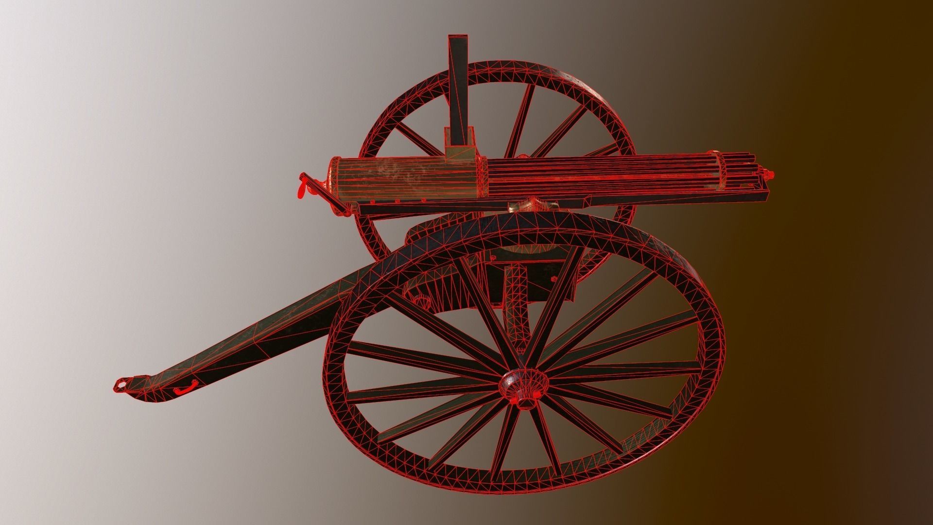 Gatling Gun Low-poly 3D model_3