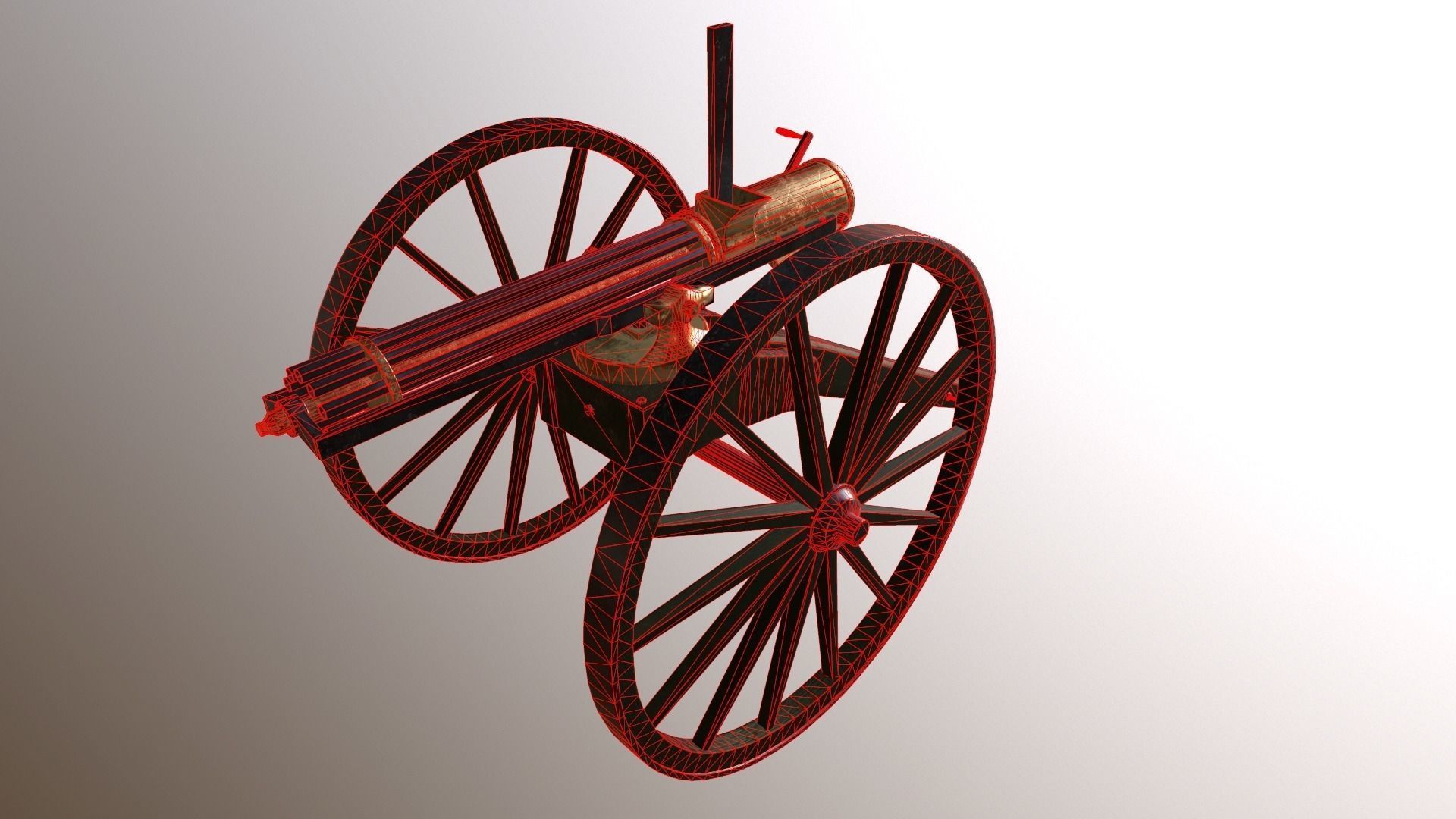 Gatling Gun Low-poly 3D model_2