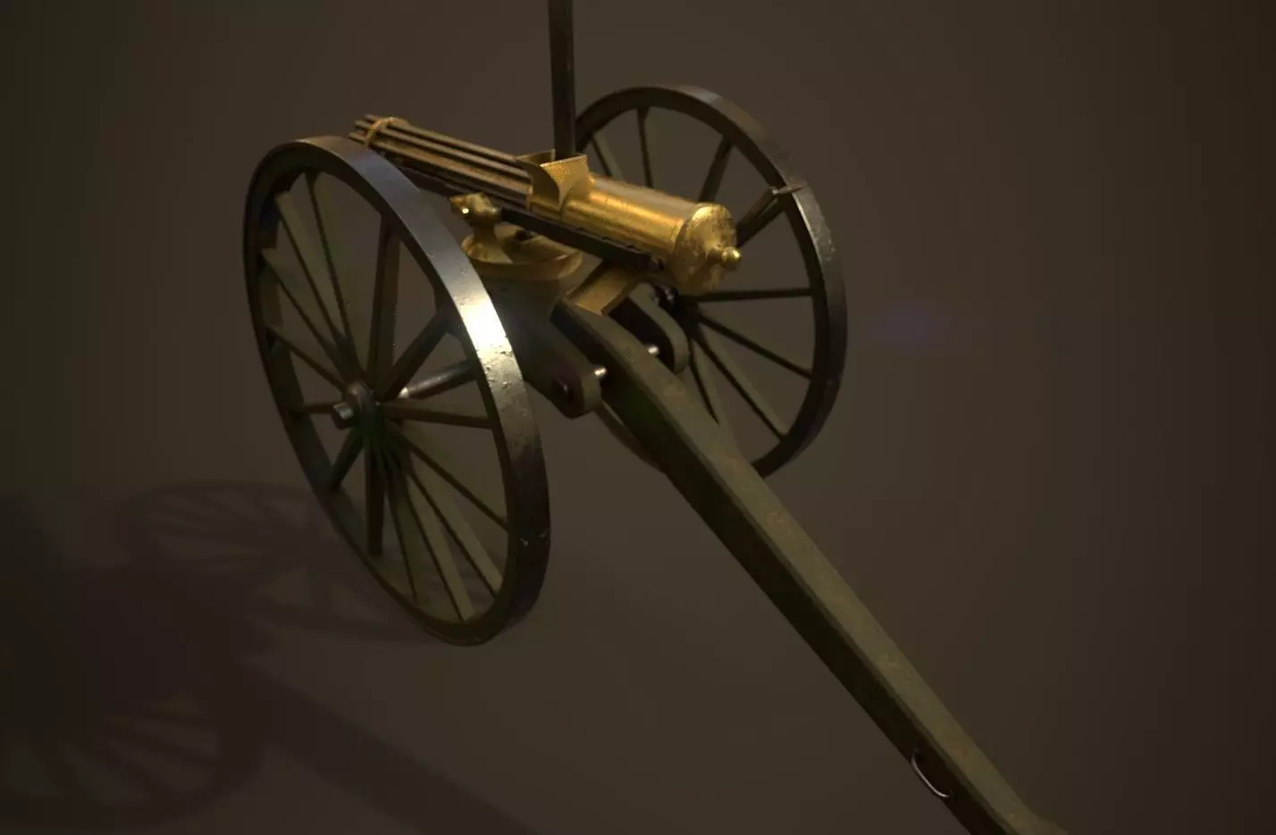 Gatling Gun Low-poly 3D model_0