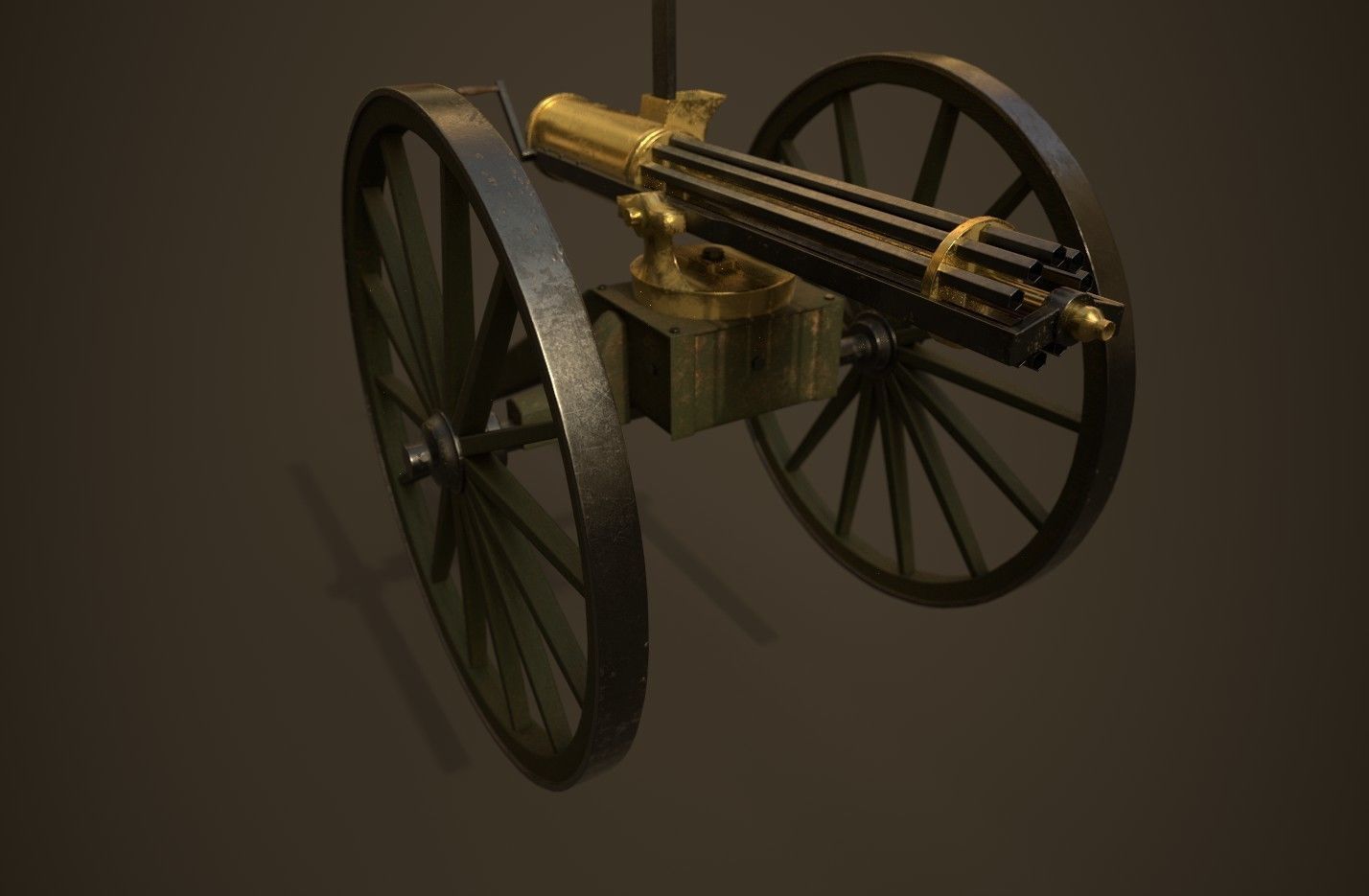 Gatling Gun Low-poly 3D model_1