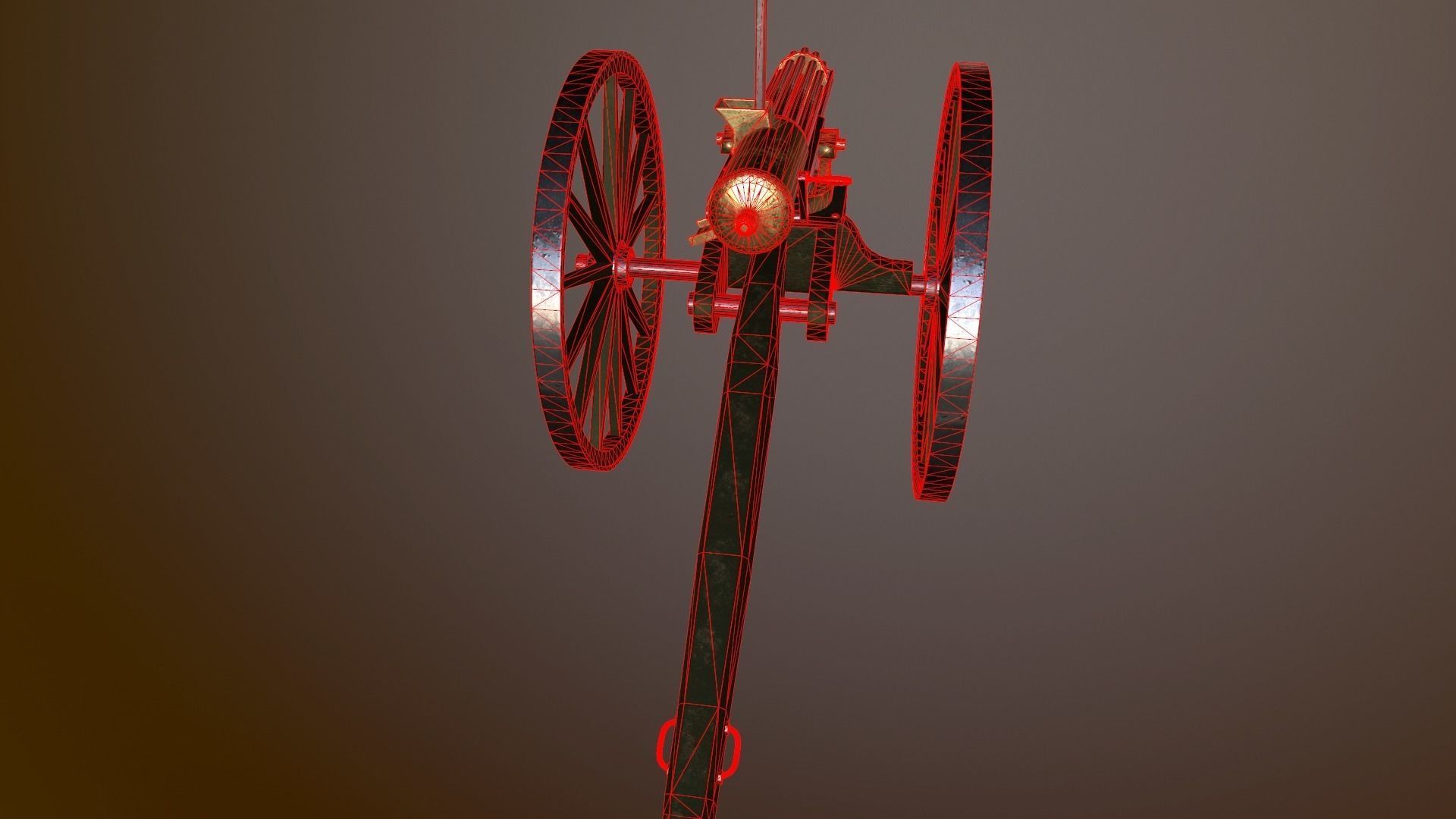Gatling Gun Low-poly 3D model_4