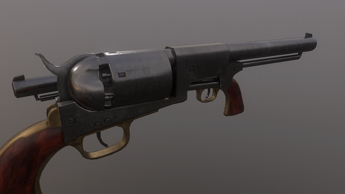 Colt Dragoon Revolver Low-poly 3D model