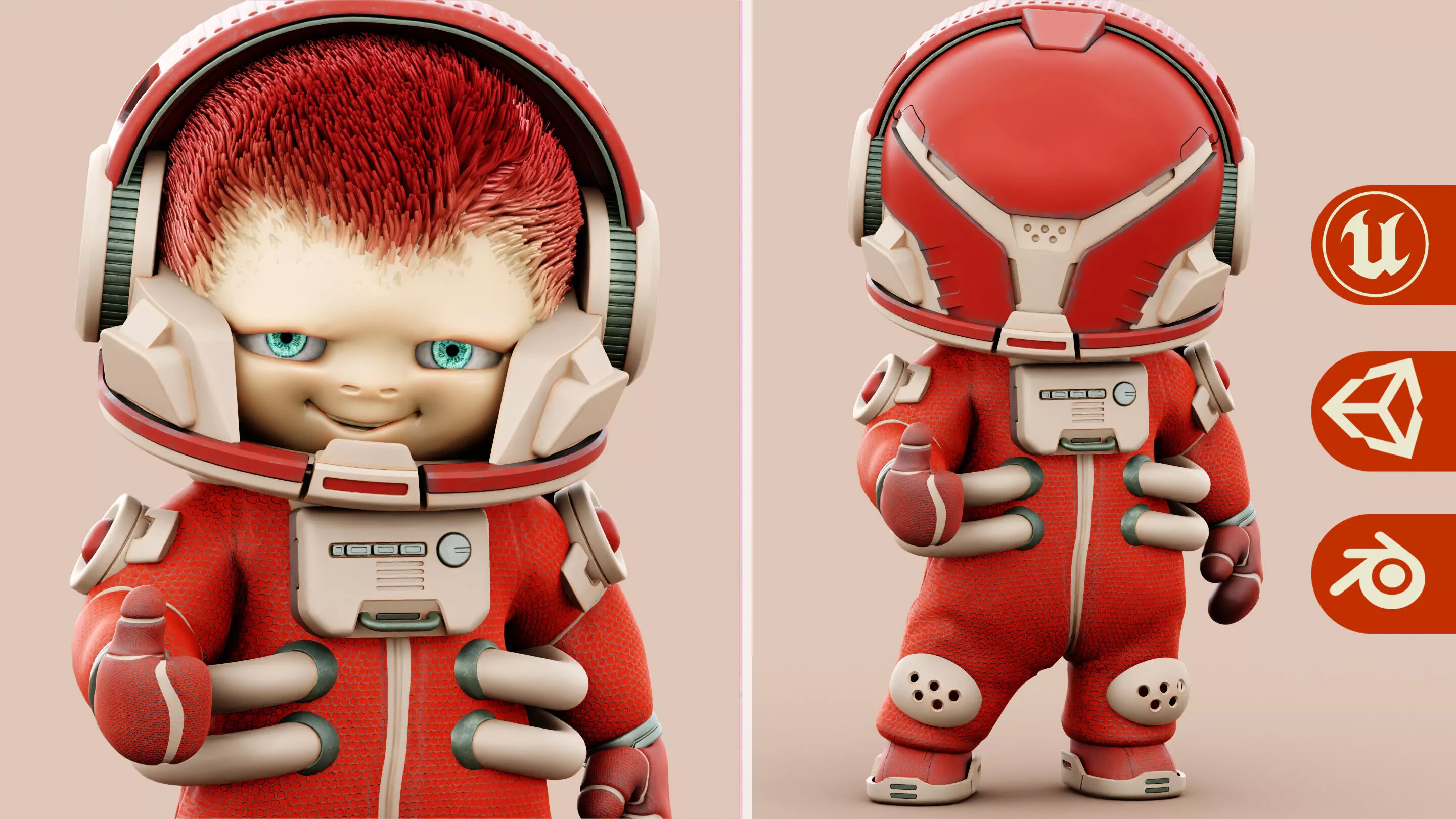 SPACEMAN-18 Rigged Unreal Engine - Unity - MIXAMO Free 3D model