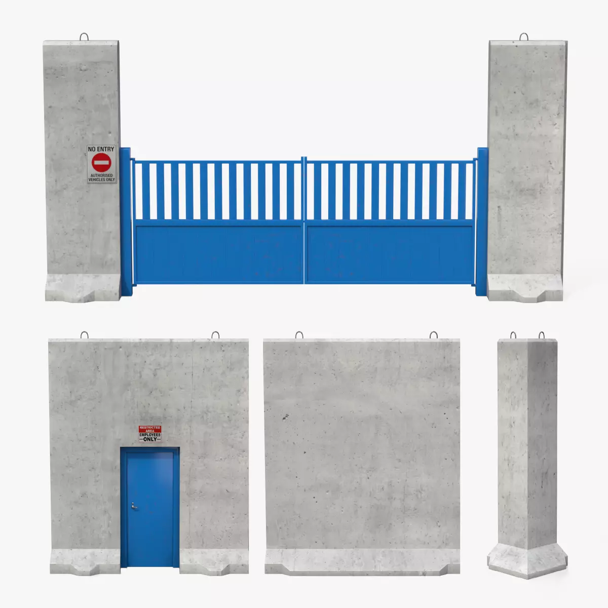 Modular Security Wall System Low-poly 3D model