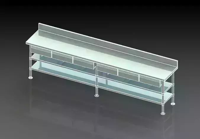 work table 6 drawer adjustable base pan and shelf