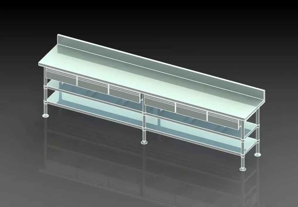 work table 6 drawer adjustable base pan and shelf 3D model_0