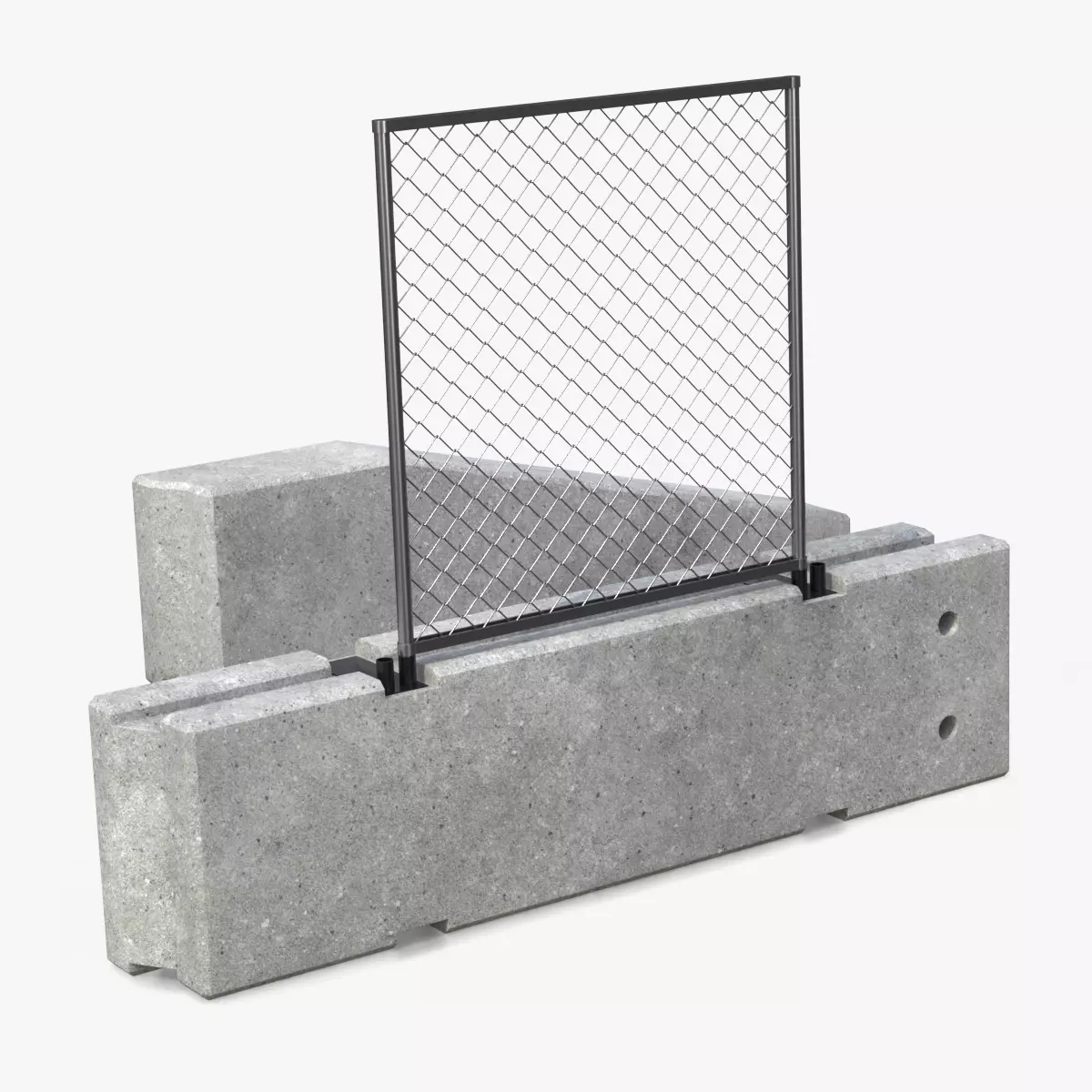 Concrete Hoarding Fence - Modular System Low-poly 3D model