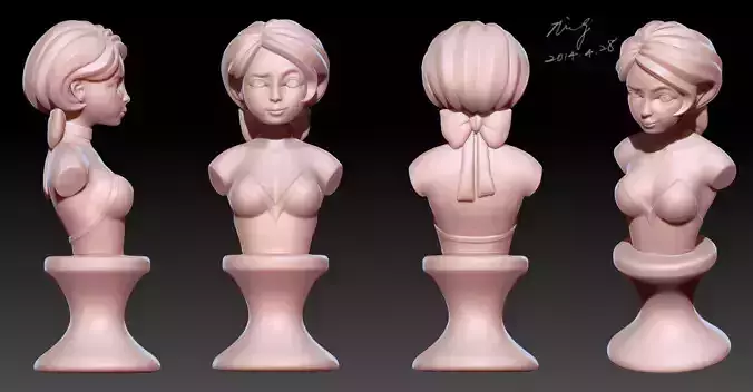 The girl two figurines
