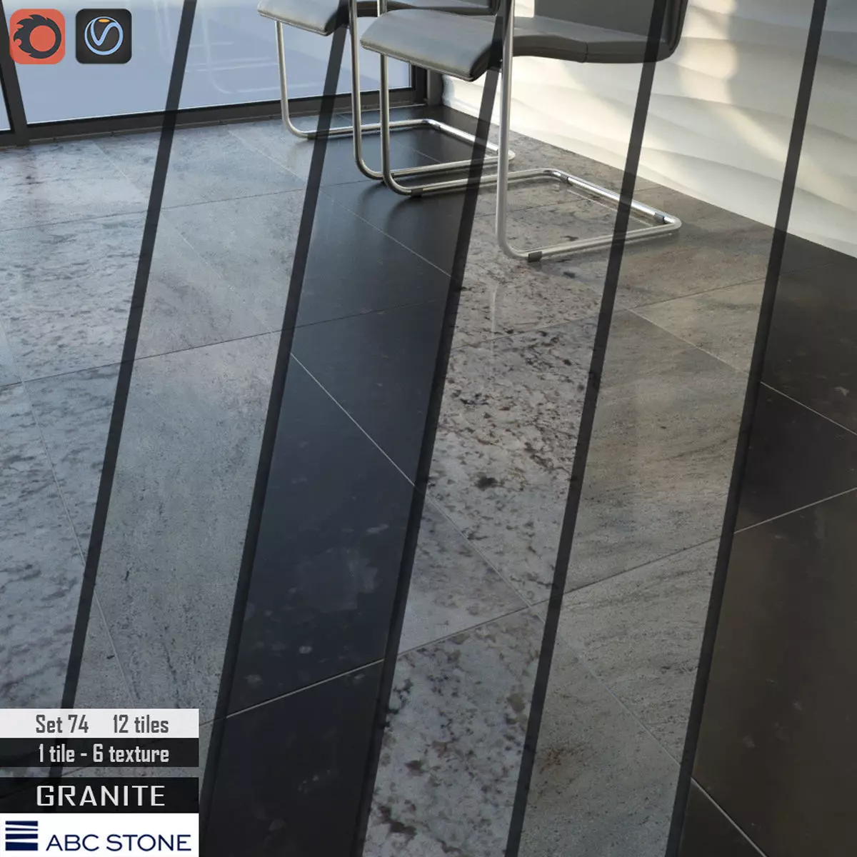 ABC Stone Set 3D model_0