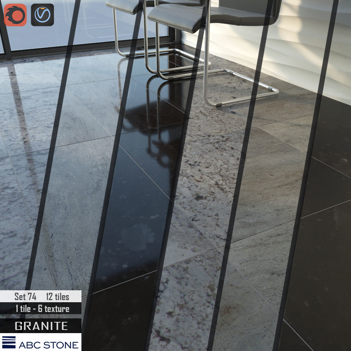 ABC Stone Set 3D model_1