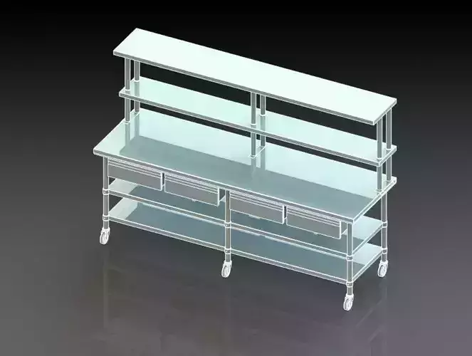 4 drawer 2 shelf back splash work table 
