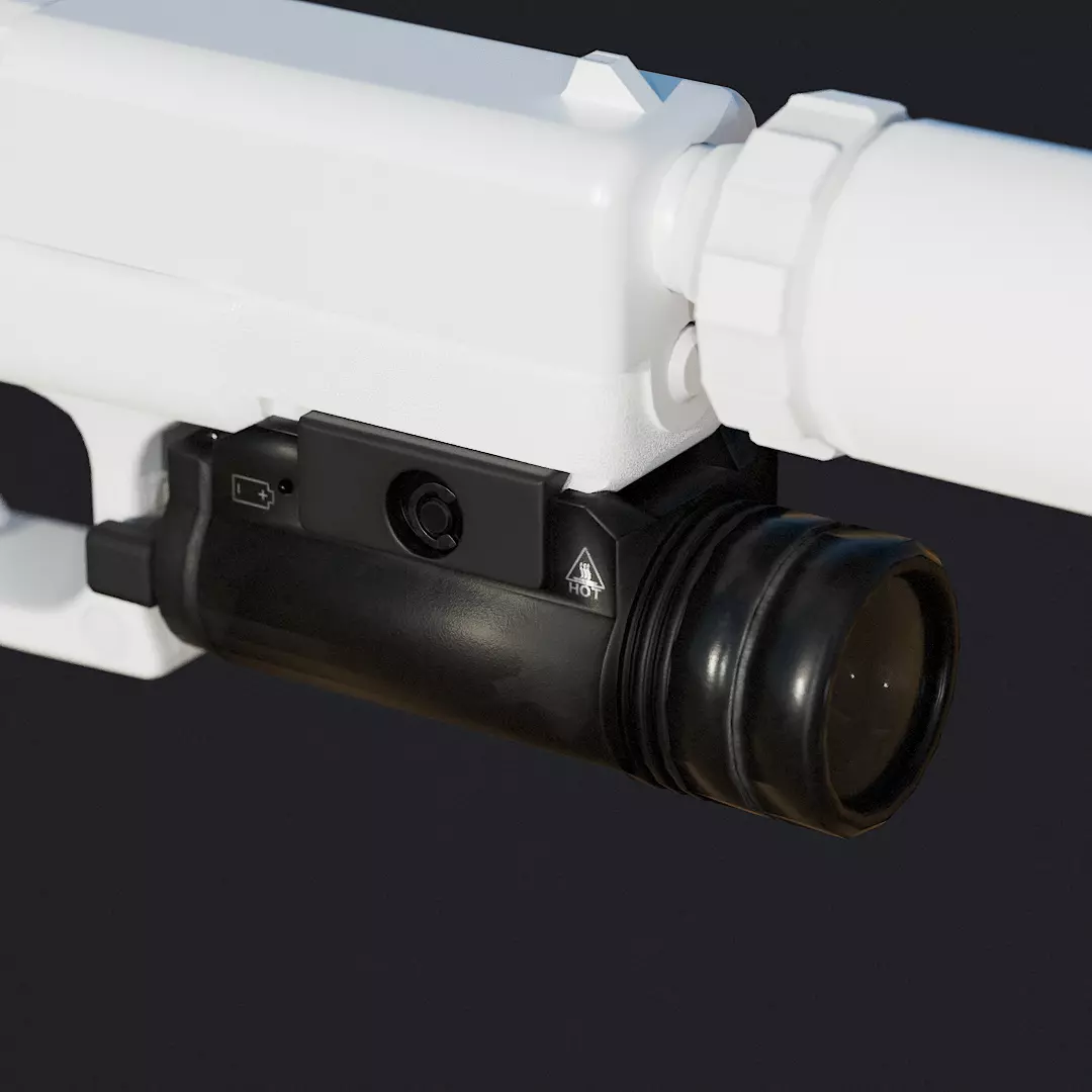 Game Ready Weapon Flashlight Attachment PBR Low Poly Low-poly 3D model