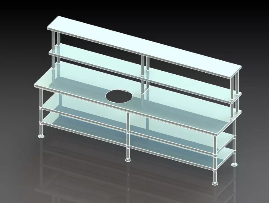 cut out 2 adjustable shelf 2 basepan back splash work table  3D model_0