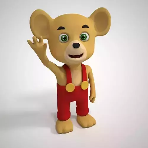 Bear cartoon character rigged 3D model