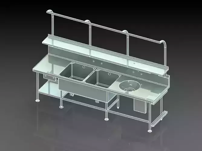 2 tub sink drainboard disposal shelf rack back splash lever 