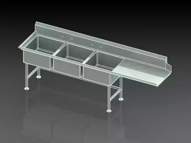 3 tub dish sink drainboard slope cutting board can opener pad