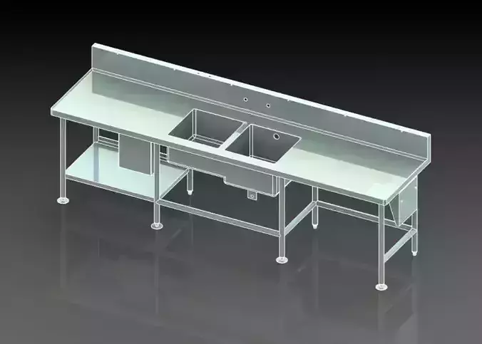 dual depth 2 sink tubs sloped dish drain drainboard base pan