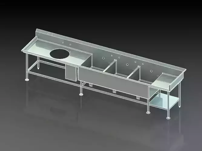 3 tub integral integrated sink with back splash and drain board