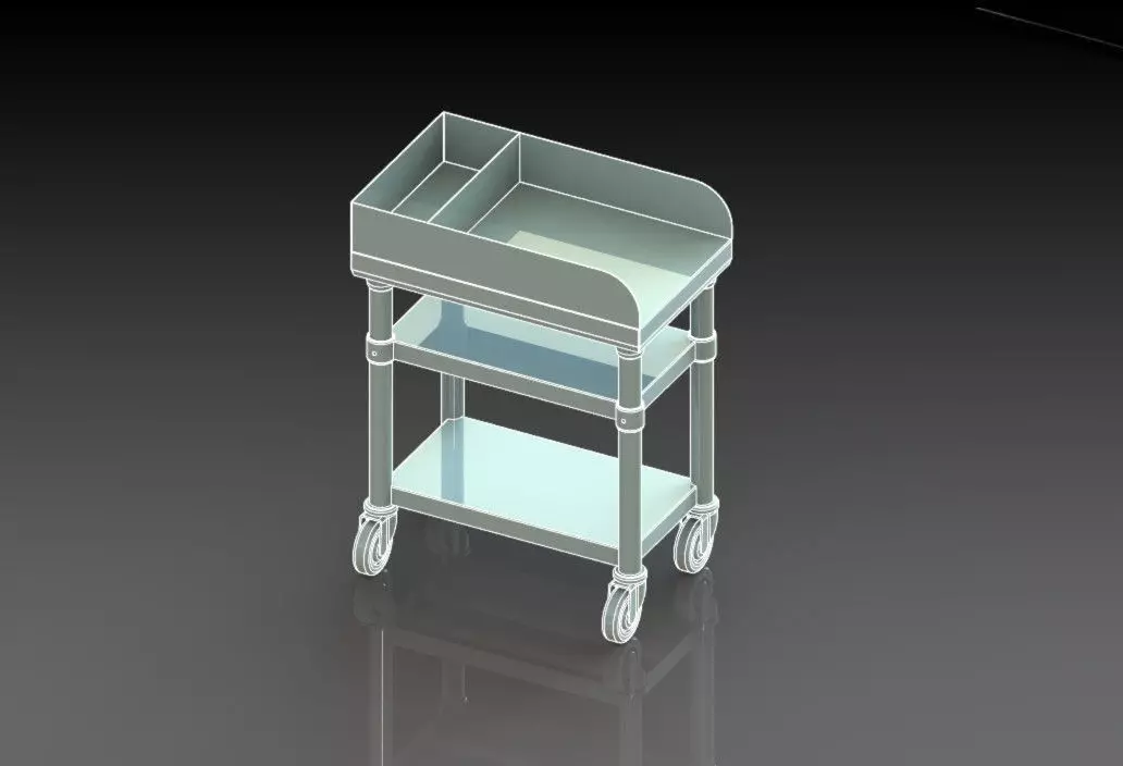 rolling cart mobile base pan divider splash castors 3D model_0