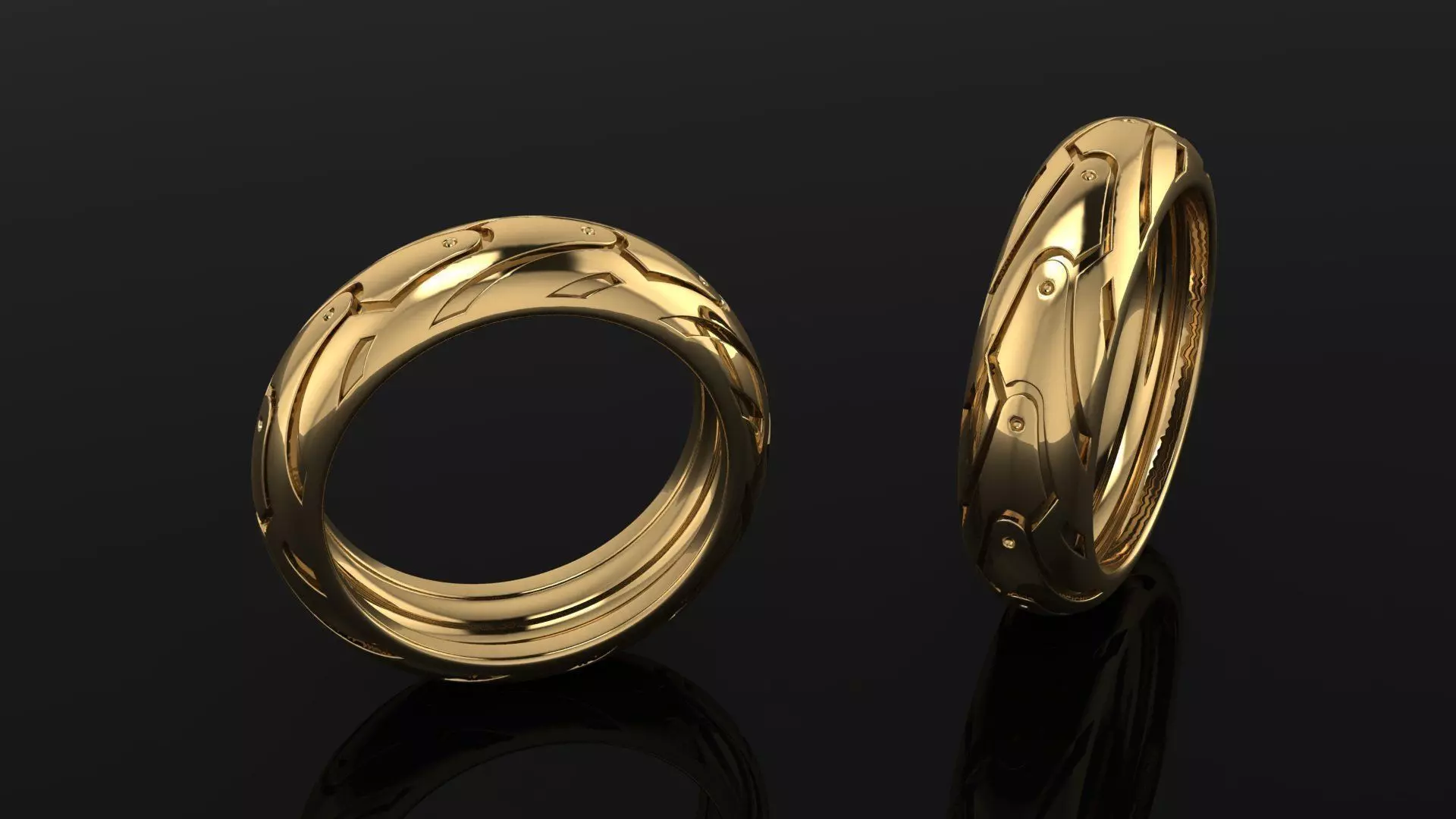 Ring silver with swirls 3D print model_0