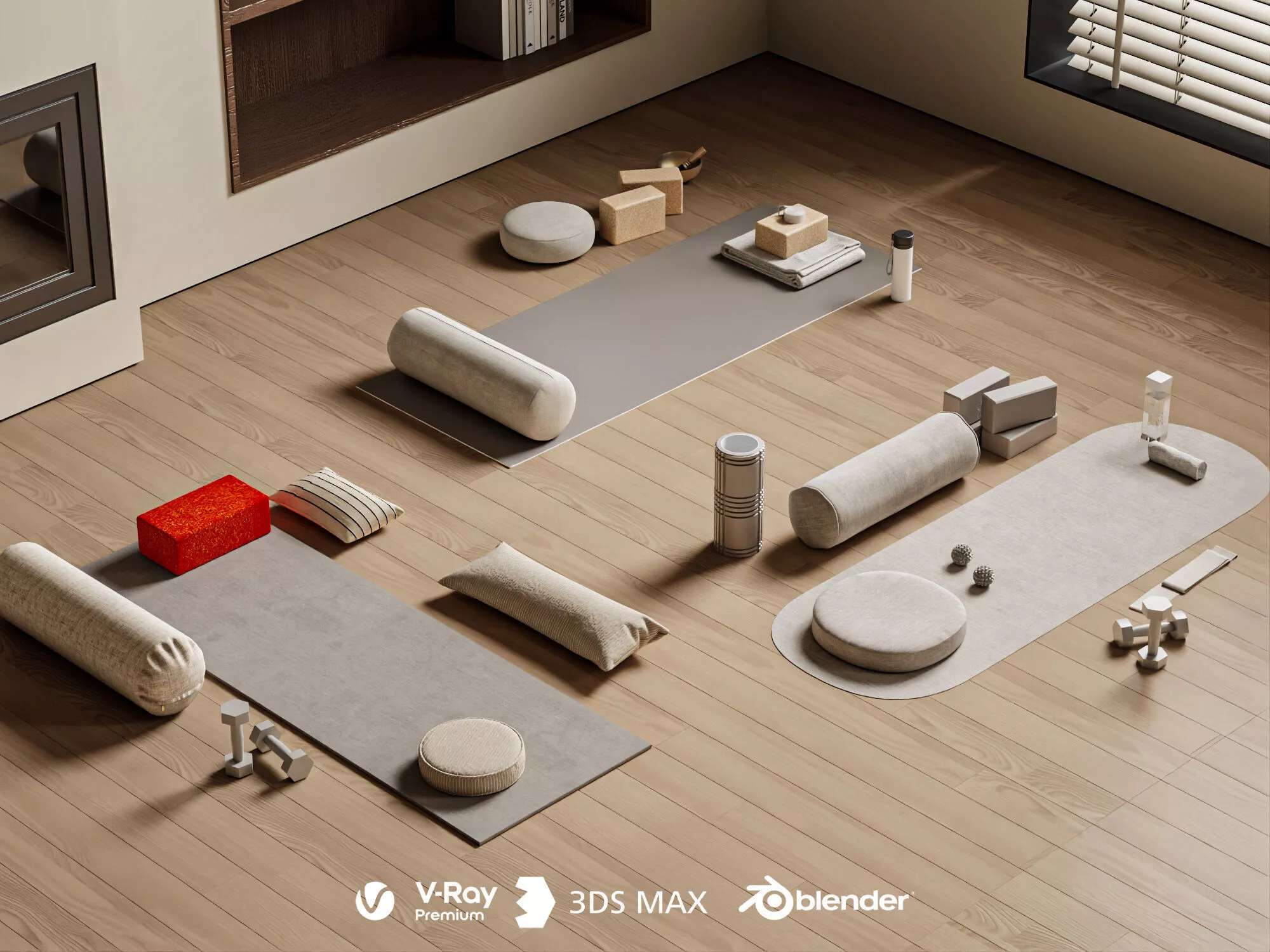 Yoga and Meditation Studio Setup Low-poly 3D model