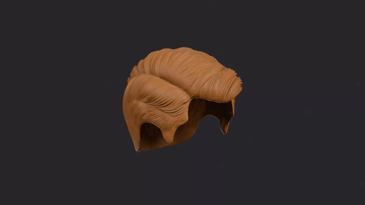 Slicked Side Part Wig 3D print model