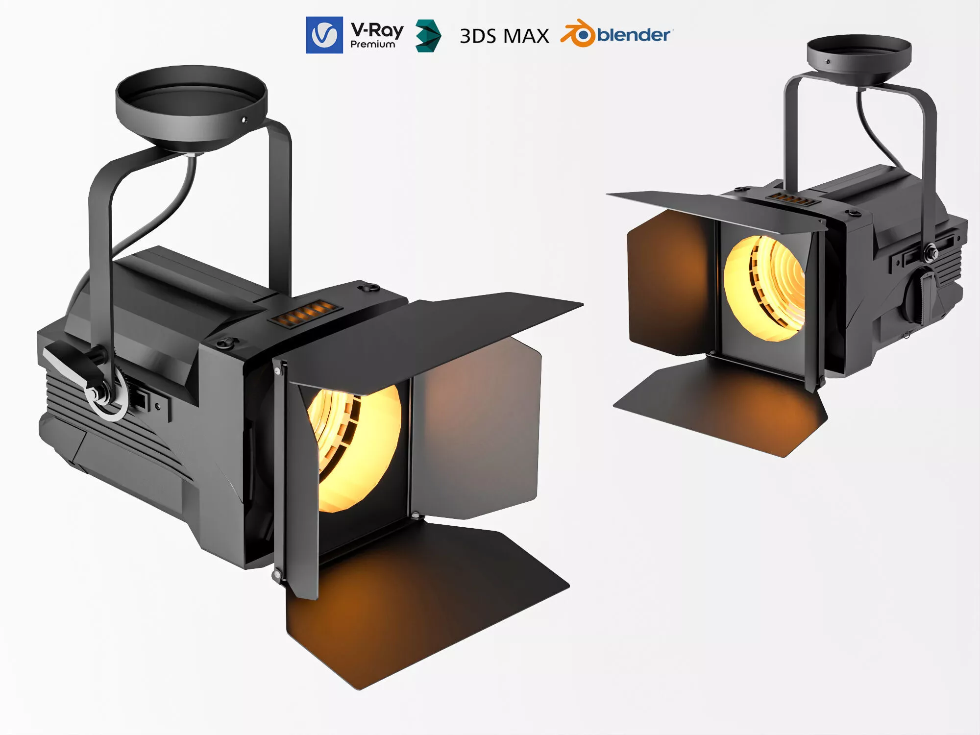 Studio Film Spotlight Adjustable Barn Door Light Asset 3D model