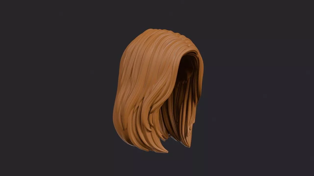 Shoulder-Length Lob Wig 3D print model