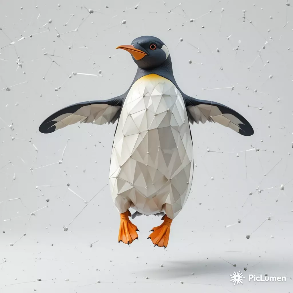 Jumping Low Poly Penguin 3D Model - Geometric Animal Asset 3D print model
