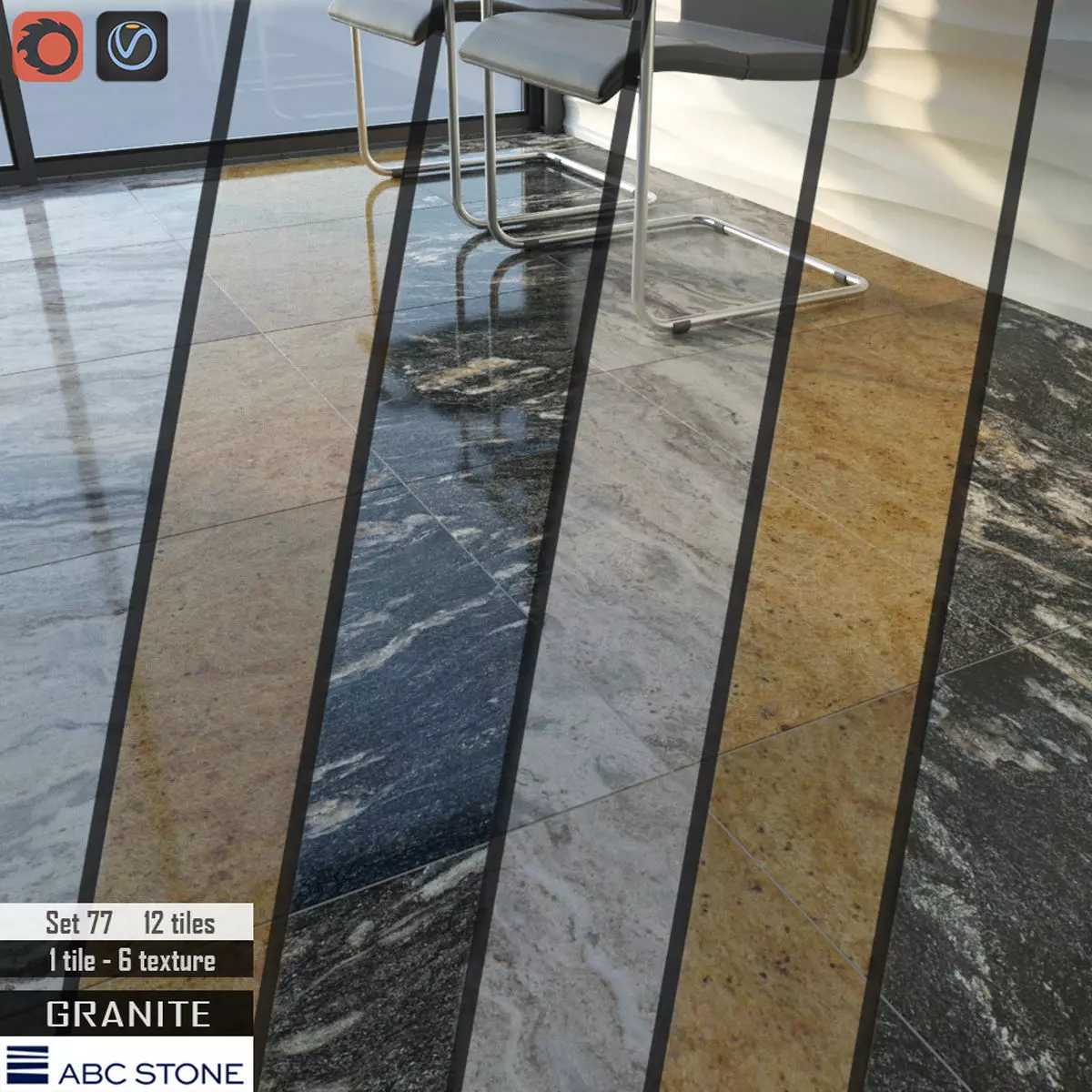 ABC Stone Set 3D model_0