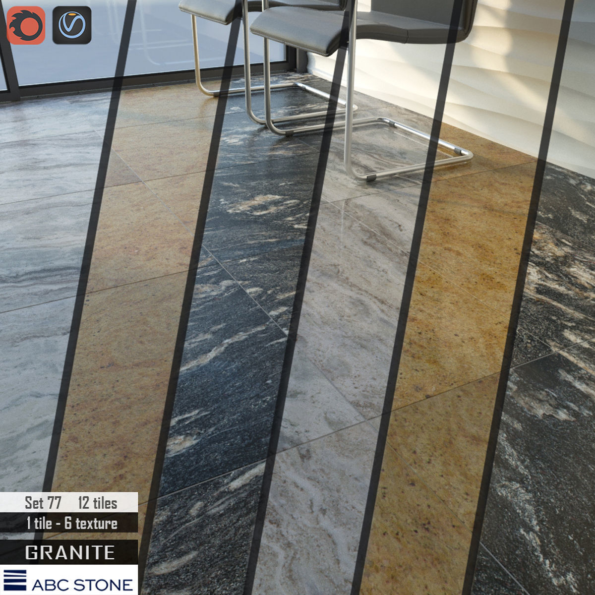 ABC Stone Set 3D model_1