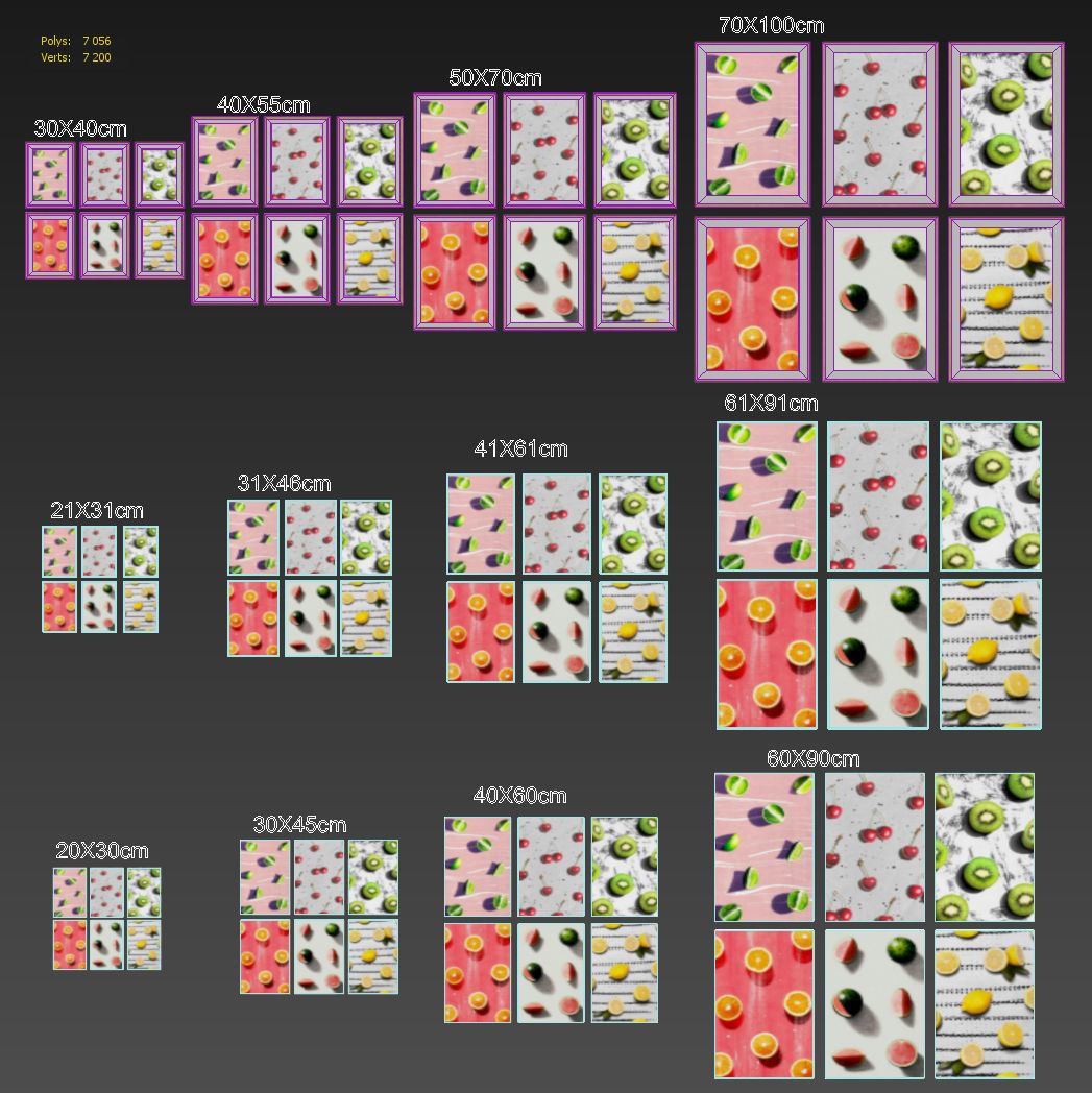 Fruit collection framed set-01 for kitchen 3D model_4