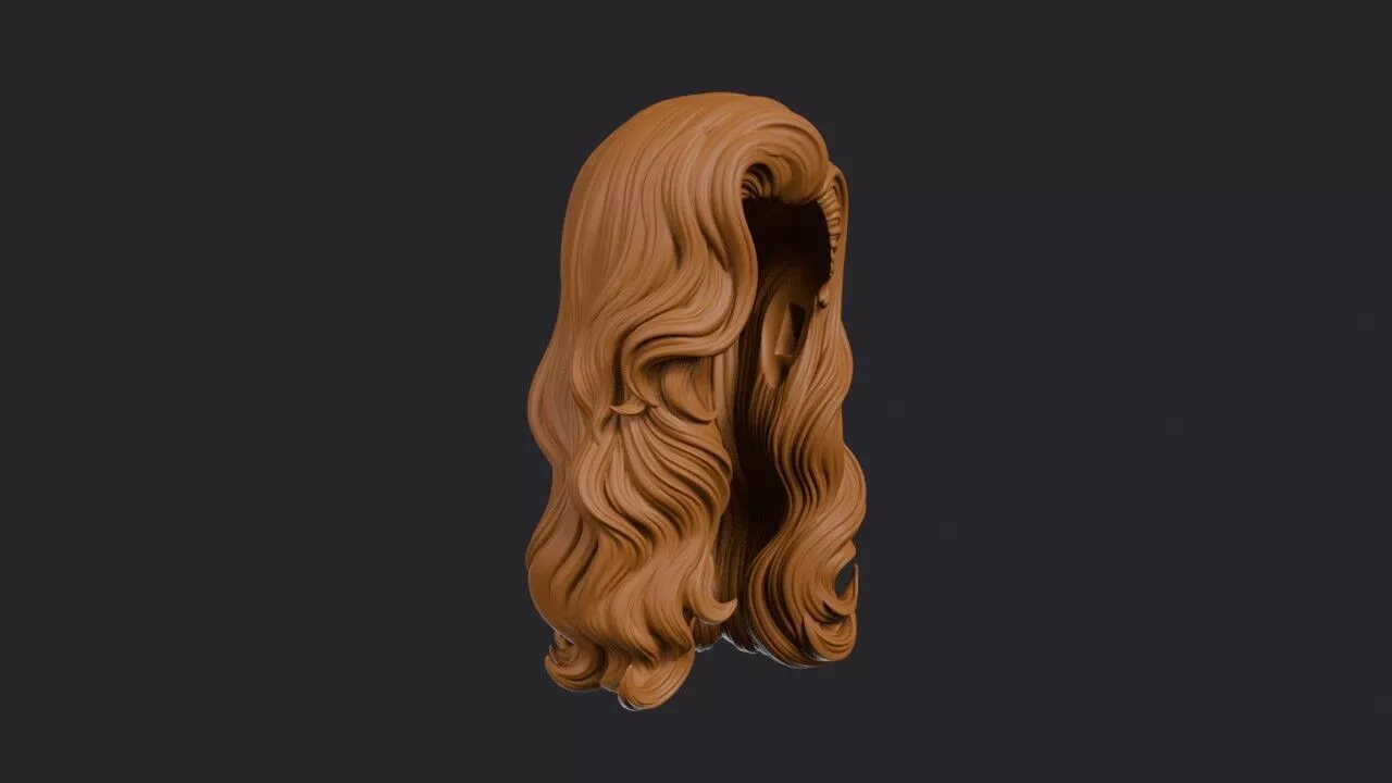 Hollywood Waves Wig 3D print model