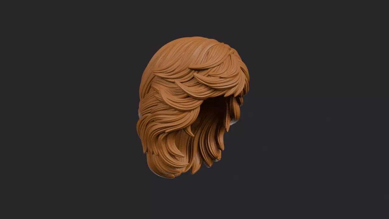 Feathered Layers Wig 3D print model