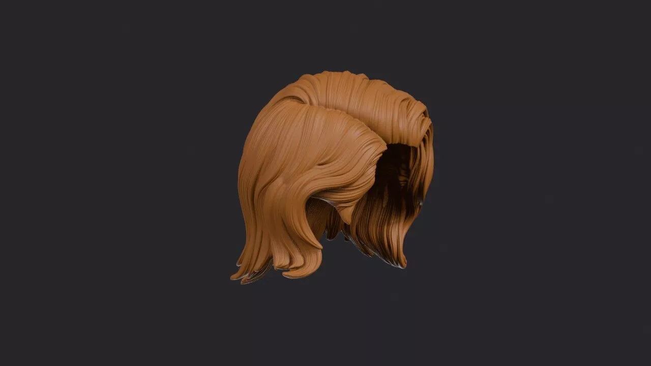 Deep Side Part Wig 3D print model