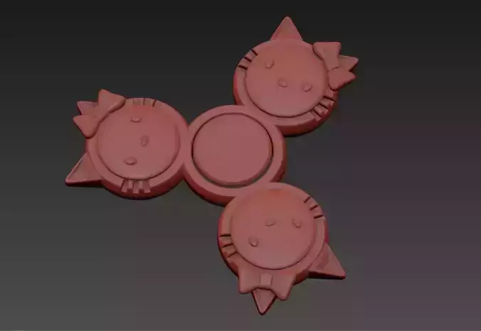 Hello kitty style fidget spinner with caps 3D print model