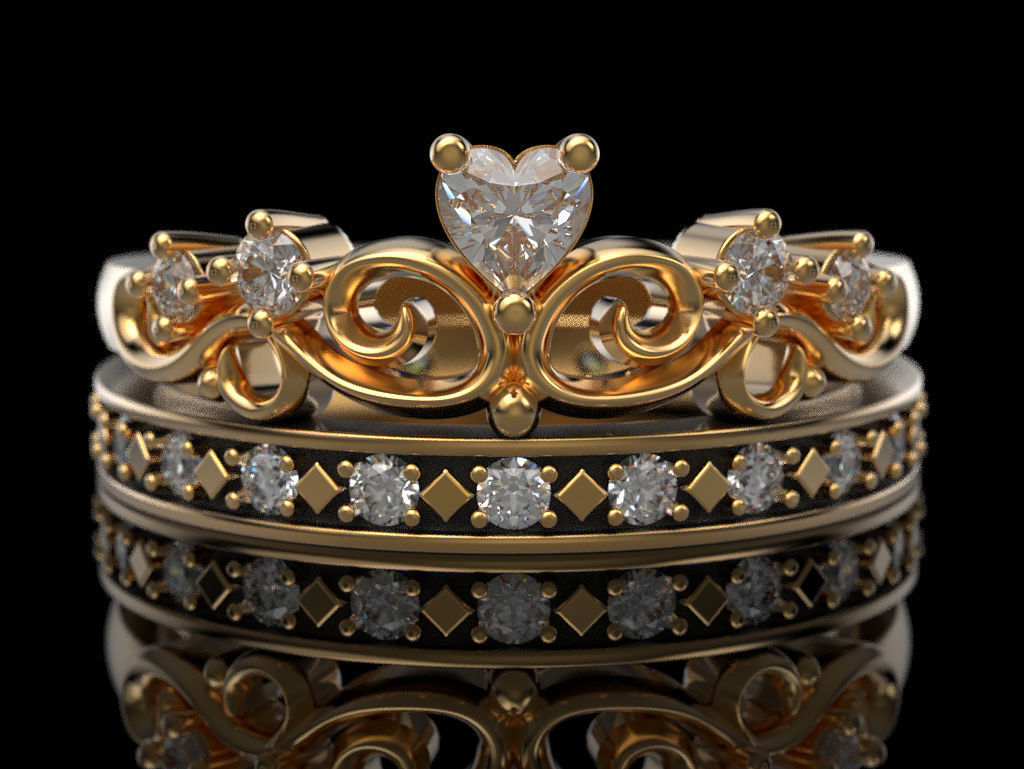 Crown ring 5 - many sizes 3D print model_2