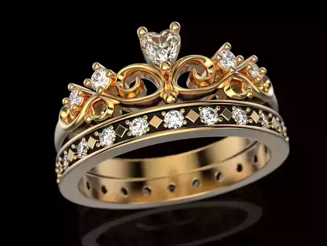 Crown ring 5 - many sizes 3D print model