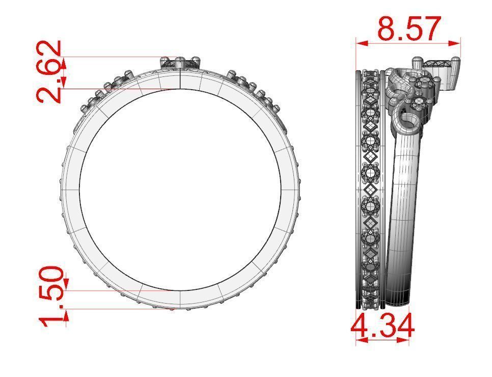 Crown ring 5 - many sizes 3D print model_7